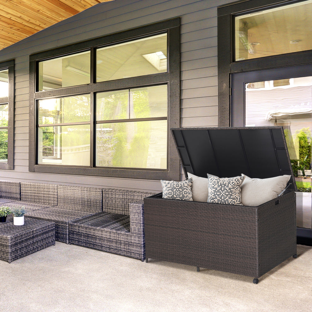 Outdoor Wicker Storage Box with Zippered Liner-133 Gallon - Gallery View 1 of 9