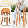 24-inch outdoor wood bar stool with round seat and footrest, perfect for patio or garden relaxation.