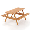 Outdoor wood picnic table with benches, 59" slatted design for 6 people, perfect for backyard gatherings and easy.