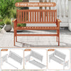 Outdoor wood garden bench with slatted seat, backrest, and armrests, designed for easy 3-step assembly for patio use.