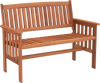 Outdoor Wood Garden Bench 2-Person Patio Park Bench with Backrest Armrests and Slatted Seat