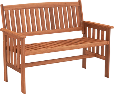 Costway Outdoor Wood Garden Park Bench 2-Person w/ Backrest Armrests Slatted Seat 86933745 New