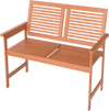 Outdoor Wooden Bench 2-Person Patio Bench with Slatted Backrest and Seat