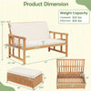 Dimensions of the Outdoor Wooden Daybed with removable cushions, featuring a 4-level adjustable backrest and storage.