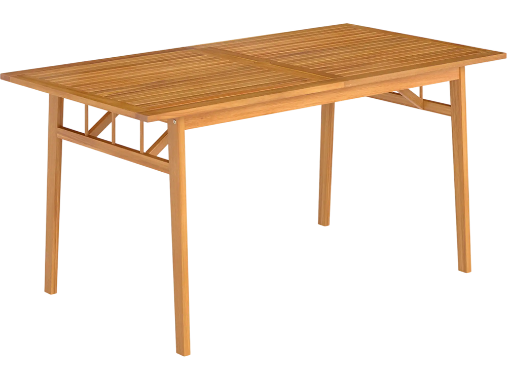 Outdoor Wooden Dining Table with Umbrella Hole and Stable Base