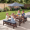 Outdoor Wooden Kids Picnic Table with Removable Umbrella and Cushions-Blue - Gallery View 1 of 11