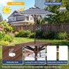 Outdoor wooden kids picnic table with removable blue umbrella, featuring a spacious tabletop and sturdy fir wood.