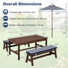 Outdoor wooden kids picnic table with removable umbrella, blue cushions, and sturdy fir wood structure for safe play.