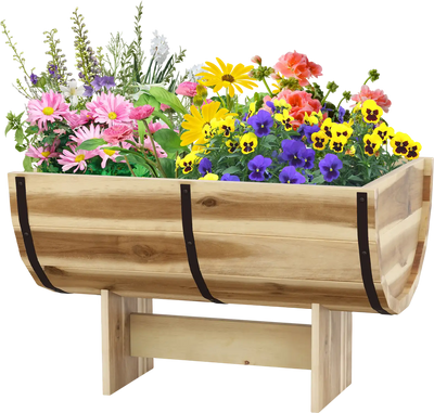 Costway Outdoor Wooden Raised Garden Bed Planter with Legs 289437165 New