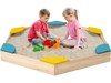 Outdoor Solid Wood Sandbox with 6 Built-in Fan-shaped Seats