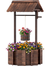 Outdoor Wooden Wishing Well Planter Bucket