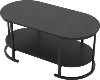 Costway Oval 2-Tier Wooden Coffee Table Accent Table with Open Shelf 81118681 New