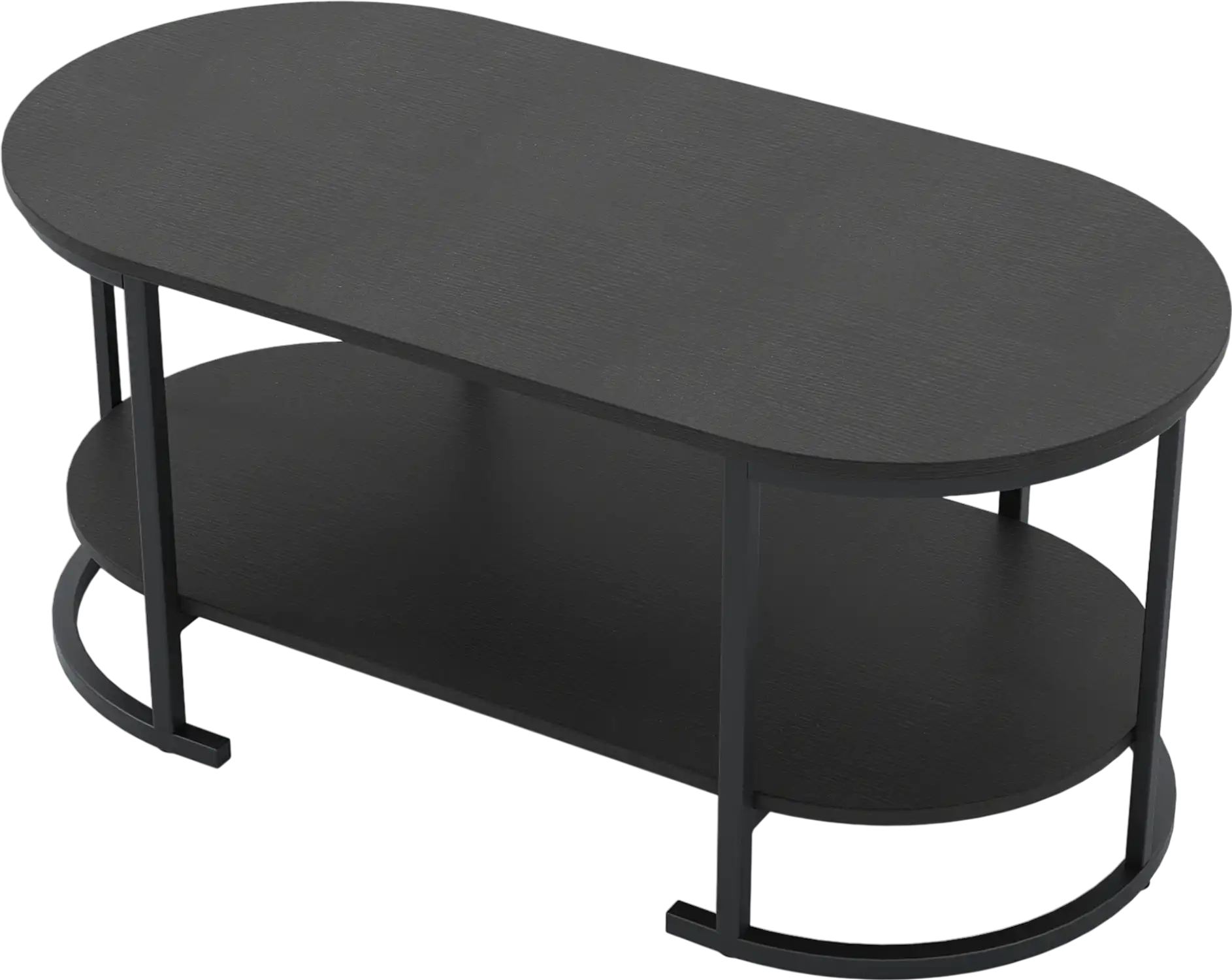 Costway Oval 2-Tier Wooden Coffee Table Accent Table w/ Open Storage Shelf 81118681 New
