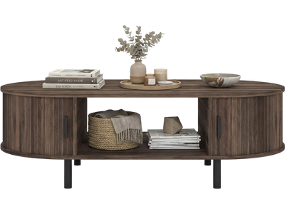 Costway Oval Wooden Coffee Table with Storage 47.5