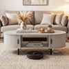 Oval Coffee Table 47.5inch Wooden Center Table with Storage-Oak - Gallery View 1 of 13
