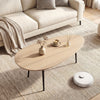 Oval Coffee Table Mid Century Center Table with Sturdy Metal Construction-Natural - Gallery View 1 of 10