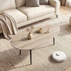 Oval Coffee Table Mid Century Center Table with Sturdy Metal Construction-Gray - Gallery View 1 of 11