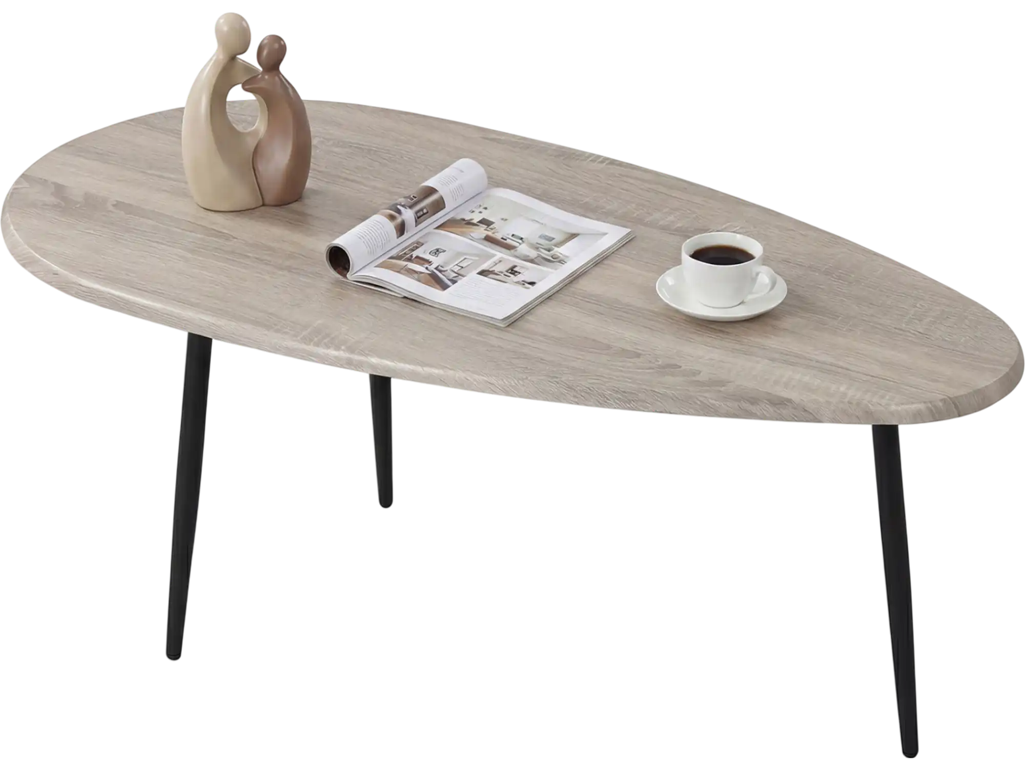 Costway Mid Century Oval Coffee Table Sturdy Metal Construction 57620960 New