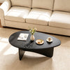 Oval Coffee Table Mid Century Modern Accent Table Low Profile Wooden Center Table-Black - Gallery View 1 of 10