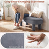 Oval storage ottoman bench with soft velvet fabric, elastic sponge padding, and roomy hidden storage for versatile use.