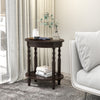 2-Tier Oval Side Table with Storage Shelf and Solid Wood Legs-Espresso - Gallery View 1 of 11