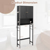 Over the toilet storage cabinet in black with adjustable shelves, designed for efficient bathroom organization and.