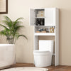 Over the toilet storage cabinet with double doors, adjustable shelf, and modern design for organized bathroom space.