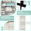 Over the toilet storage cabinet with a sliding barn door, featuring two adjustable shelves for organized bathroom.