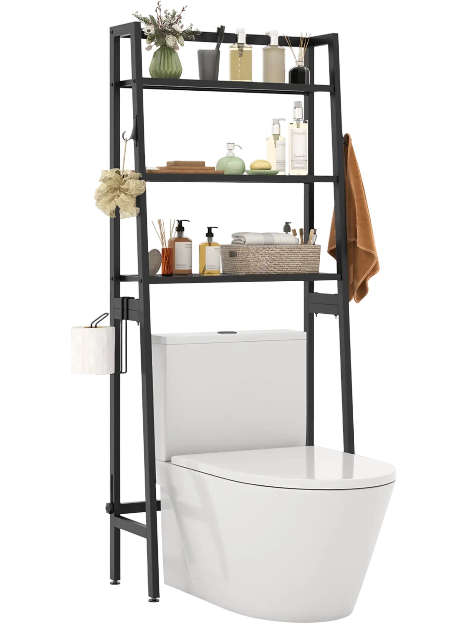 Costway 3-Tier Over Toilet Storage Shelf Cabinet Adjustable Bottom Bar 79216534 New