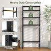 3-tier over the toilet storage shelf in black with adjustable bottom bar, perfect for maximizing bathroom space.