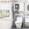 Over toilet bathroom organizer with storage cabinet, featuring open compartment and sleek design for small spaces.