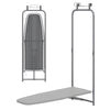 Over the door ironing board in gray with a space-saving design and built-in iron holder for convenient storage.