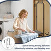 Over the door ironing board in gray, featuring a space-saving design and metal frame for laundry room convenience.