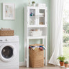 Over the Toilet Bathroom Storage Cabinet in white with adjustable shelf, perfect for organizing bathroom essentials.