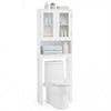 Over the toilet bathroom storage cabinet in white with adjustable shelf and two-door cabinet for efficient space-saving.