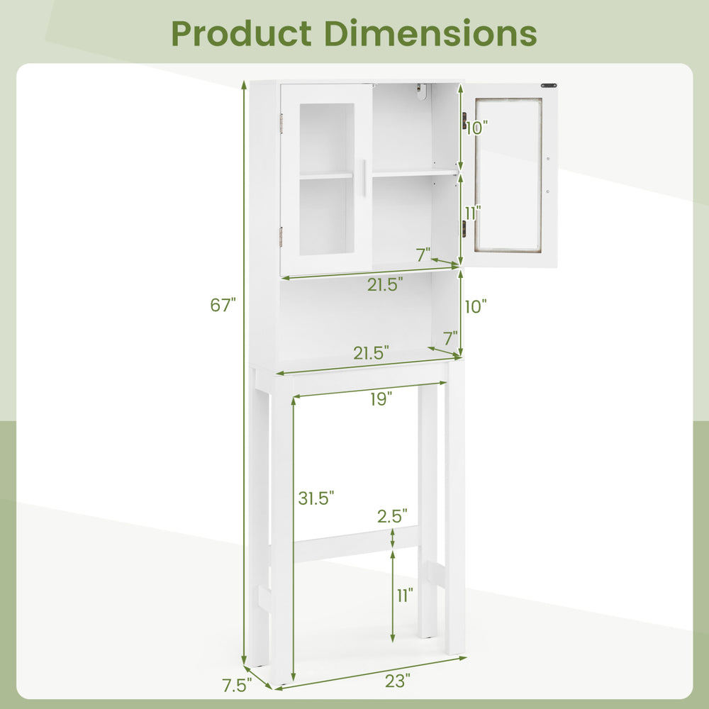 Over the toilet bathroom storage cabinet dimensions with adjustable shelf, featuring a modern design and ample storage.