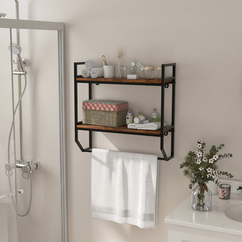 Over the Toilet Shelf Wall Mounted with Metal Frame for Bathroom - Gallery View 1 of 10