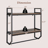 Wall-mounted over the toilet shelf with metal frame, featuring two open storage shelves and a towel bar for bathroom.