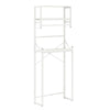 3-tier over the toilet storage rack in white with towel holder and hooks, ideal for small bathroom organization.