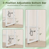 3-position adjustable bottom bar of the white over the toilet storage rack for accommodating different pipe heights.