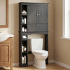 Over the Toilet Storage Cabinet with Adjustable Shelf and Bottom Bar-Black - Gallery View 1 of 10