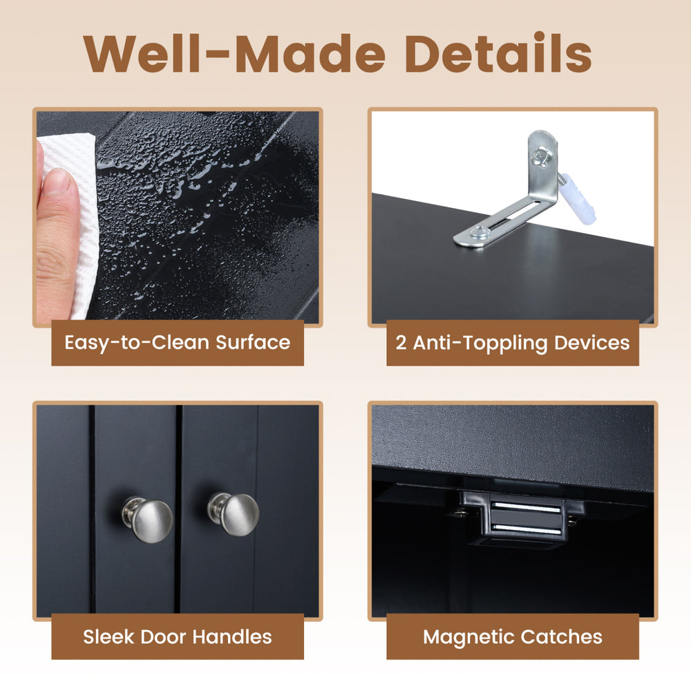 Close-up of the Over the Toilet Storage Cabinet features, including sleek door handles and easy-to-clean surface.