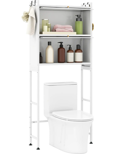 Costway Over-the-Toilet Bathroom Storage Cabinet Organizer 2 Flip-Up Cabinets 56020670 New