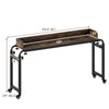 Overbed desk with adjustable height and length, featuring a sturdy brown tabletop and lockable wheels for mobility.