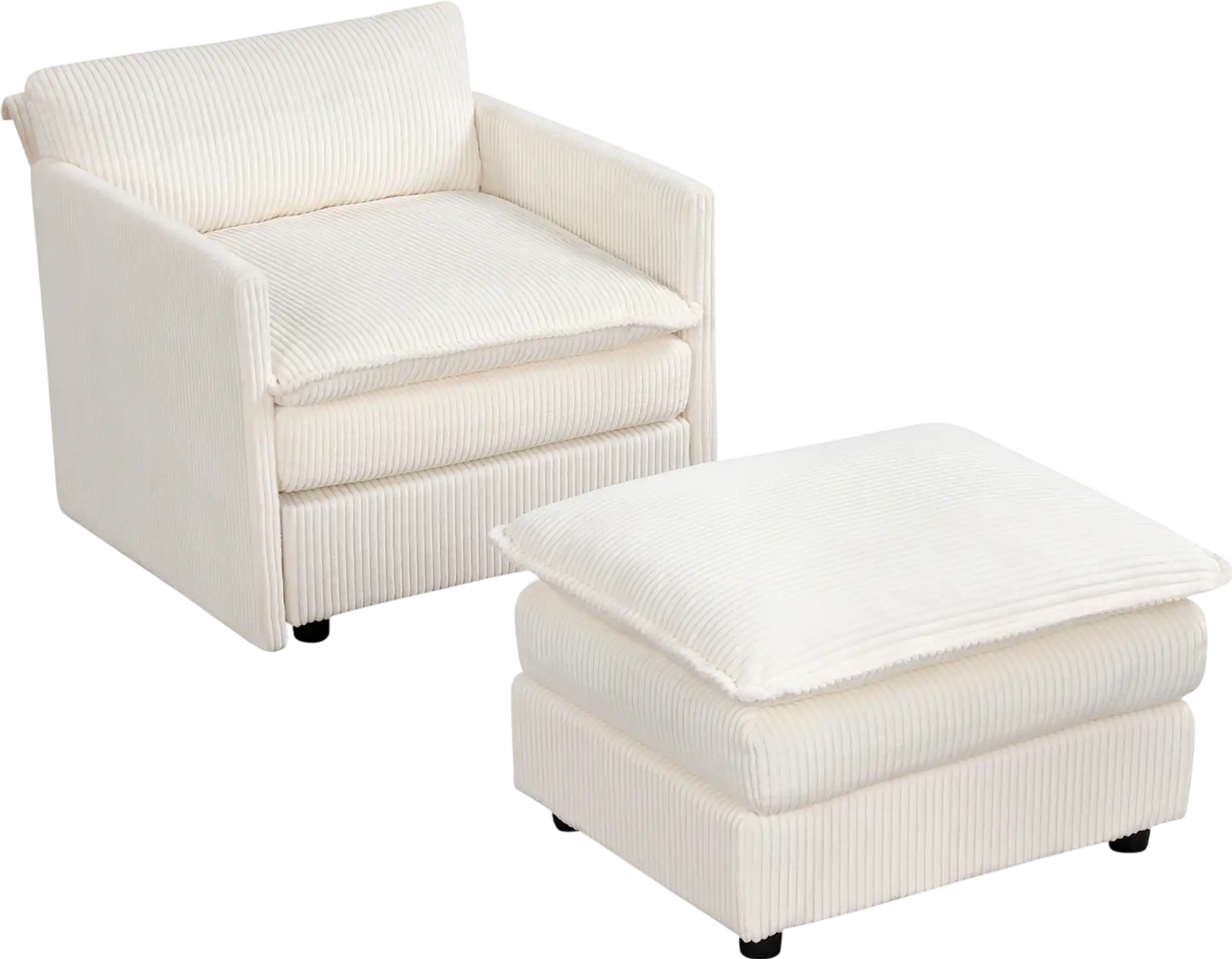 Costway Oversized Accent Chair with Ottoman Soft Corduroy Cushions 79323398 New