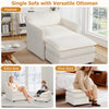 Oversized accent chair with beige soft corduroy cushions and versatile ottoman, perfect for relaxation and comfort.