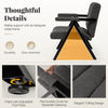 Oversized accent chair with gray fabric, metal frame, and ergonomic armrests, ideal for reading nooks or offices.