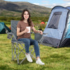 Oversized gray camping chair with cooler pouch and cup holder, perfect for outdoor events and comfortable seating.
