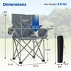 Oversized gray camping chair with cooler pouch, cup holder, and ergonomic design, supporting up to 500 lbs for outdoor.