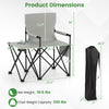Oversized gray camping chair with side table, storage pockets, and padded armrests, ideal for outdoor activities.